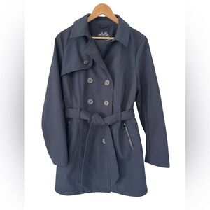 Sebby Collection Double-Breasted Soft Shell Jacket Navy Blue Women’s XL